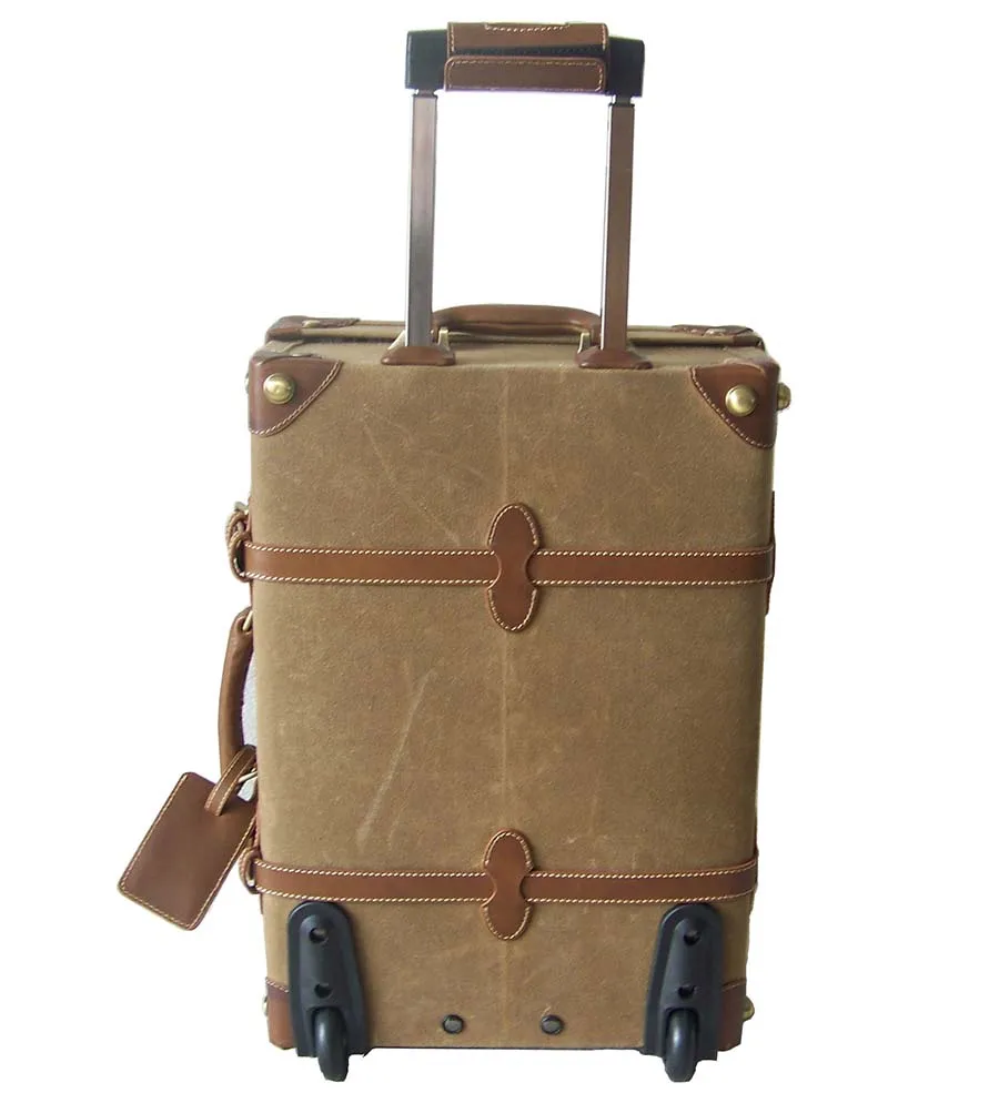 Guangzhou Custom Canvas And Leather Vintage Luggage Trolley Case - Buy ...