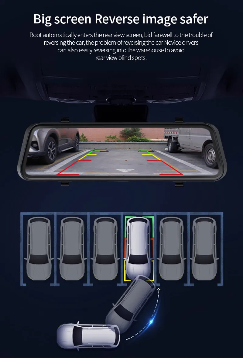 9.35 Inches Dash Cam 1080p Dual Recording Streaming Media Dash Cam