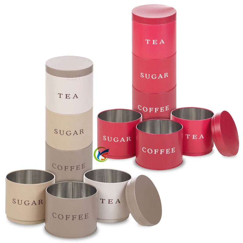 3 Stackable Coffee Tea Sugar Set Metal Kitchen Canisters 3 Stackable Coffee Tea Sugar Set Metal Kitchen Canisters Product On Alibaba