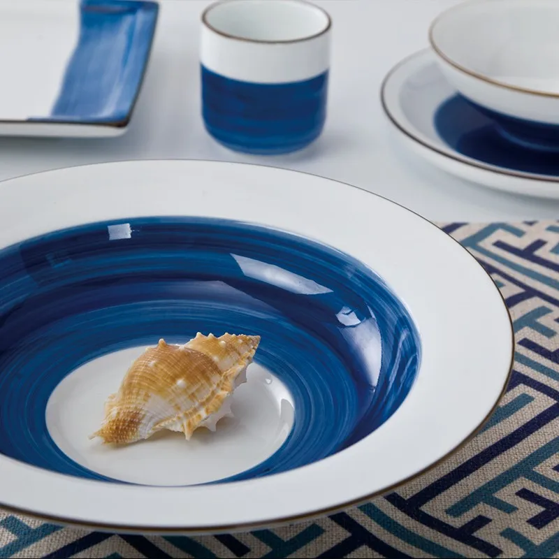 product-moroccan wholesale ceramic plates blue pasta soup plate porcelain-Two Eight-img-1
