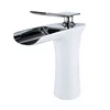 waterfall design column shape bady lebient handle white and chrome basin tap faucet