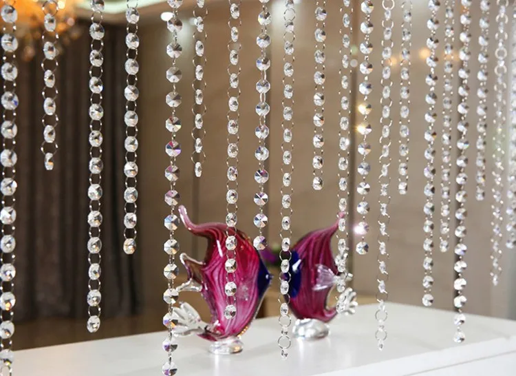 9x 1M Acrylic Bead Curtain Crystal Chandelier Diamond Hanging Party Wedding Deco