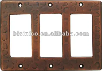 Copper Switchplate Hammered Wall Switch Plate Triple Rocker Copper Switchplate Hammered Wall Switch Plate Triple Rocker B270514
