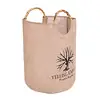 QJMAX Wholesales Multifunctional Folding Jute Laundry Hamper With Bamboo Handles