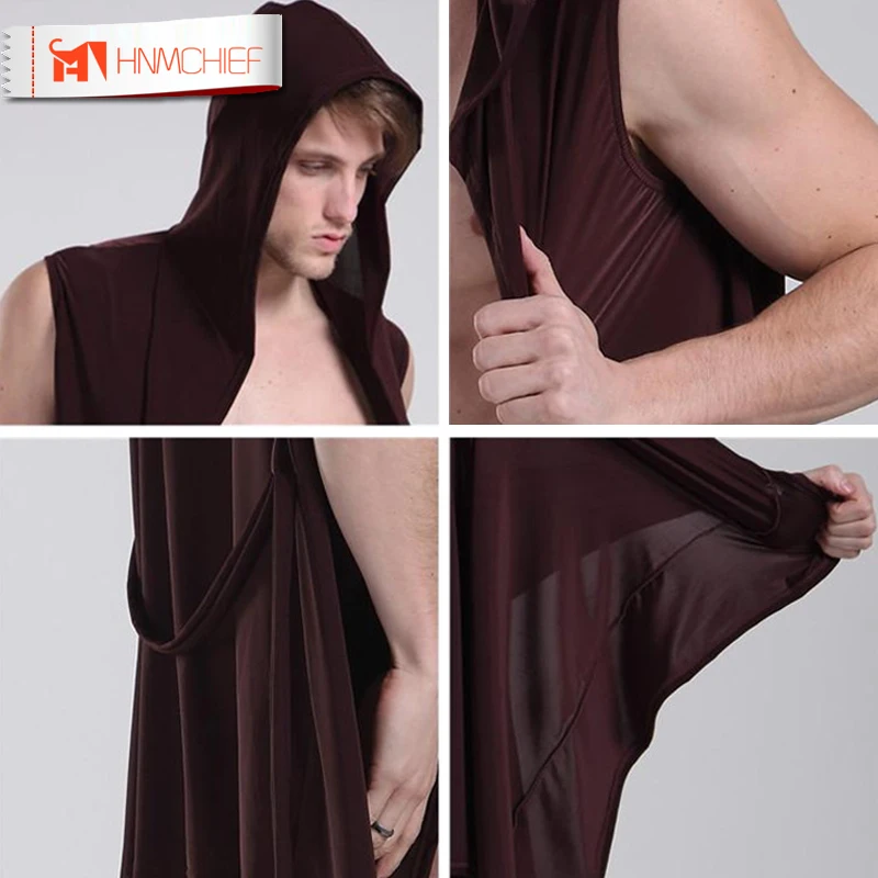 2019 Summer 100 Polyester Satin Men Sexy Sleepwear Silk Hombre