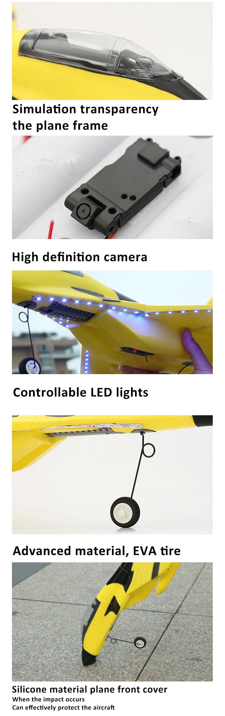 Durable EPP electric foam rc planes with led lights