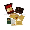 Certification offered normal type PET/PVC 999.9 pure gold foil 100 dollar bill playing cards with wooden box