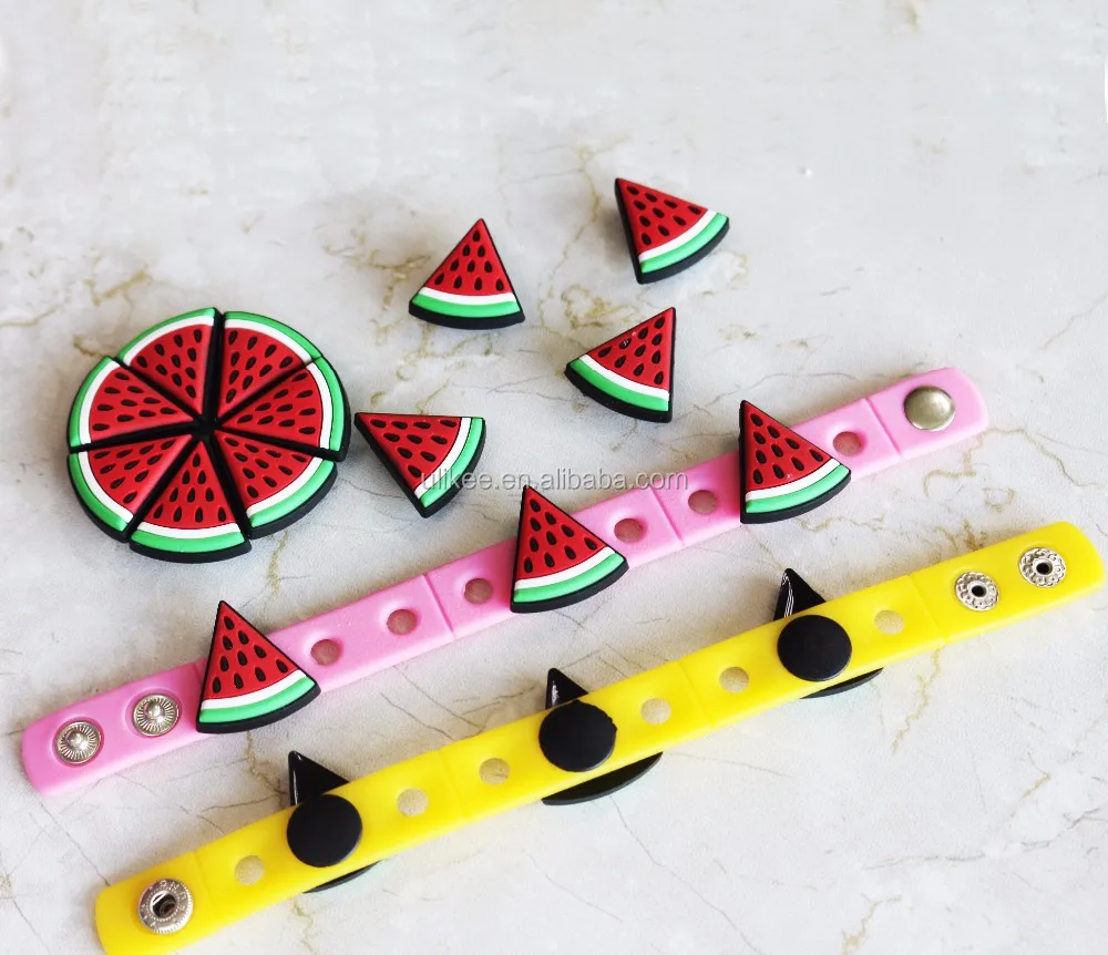 Promotional Watermelon Shaped Soft Pvc Shoe Charms For Bracelet & Croc