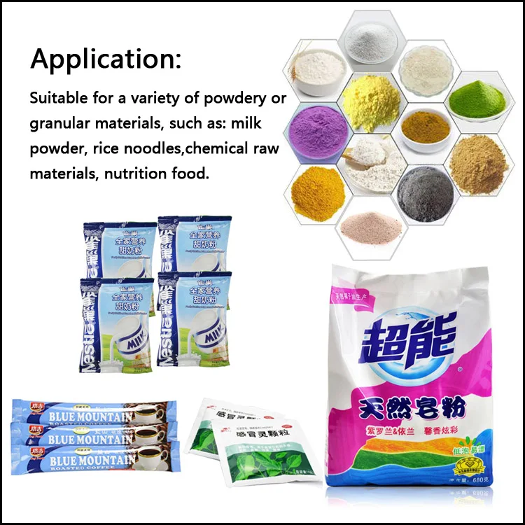 automatic sugar powder food candy small sachet pouch plastic bags manual powder packaging filling machine