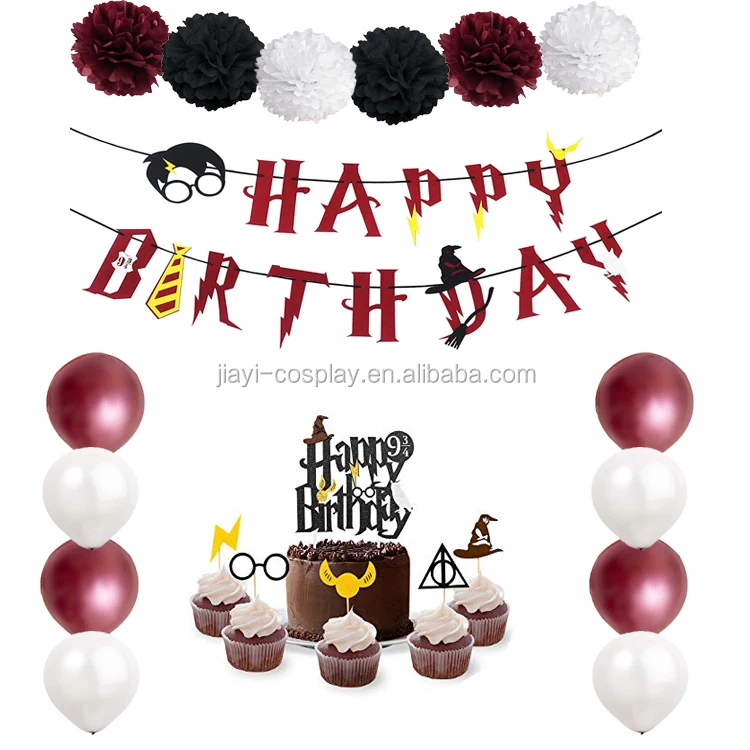 Banniere Harry Potter Noire Pour Anniversaire Banderole Avec Pom Poms Ensemble De Decorations Pour Fete Prenatale Buy Banniere De Lettre Joyeux Anniversaire Decorations De Fete Enfants D Anniversaire Fournitures De Fete D Anniversaire A Theme Product On