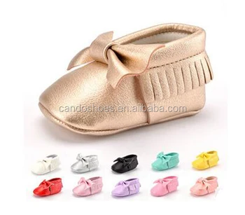 Infants Pink Golden Soft Sole Moccasins Wholesale Baby Shoes With ...