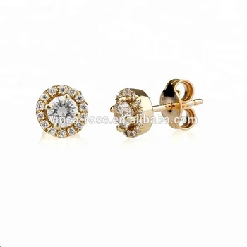 Custom 18k Gold Stud Earrings 1ct Diamond - Buy Custom Earring Gold