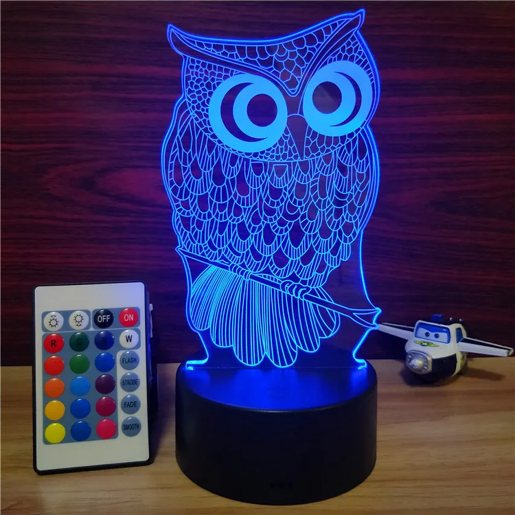 Amazon Hot Selling Product Creative 3d Visualization Lamp Owl Night Light For New Year Gift