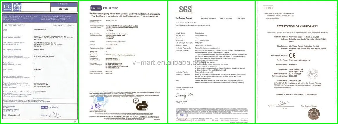 Certificate of Mosquito Trap