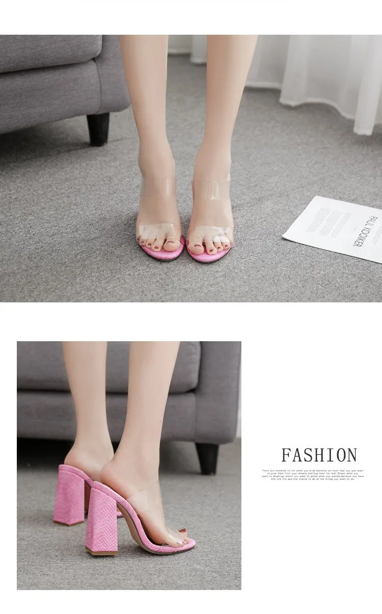 Css190 Thick Heel Mules Pvc Sandals Shoes For Women - Buy Mule Slippers ...