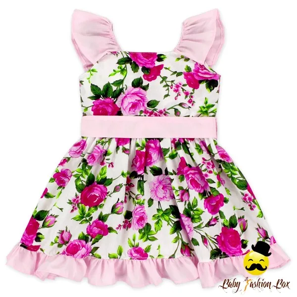 48bqa222 Yihong New Kids Frock Designs Floral Summer Baby Girl Dress 1