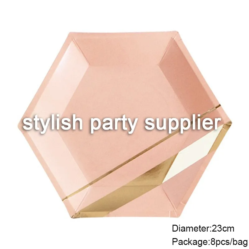 Pink Napkin Gold Bulk Paper Plates Bronzing Paper Cup Set Party