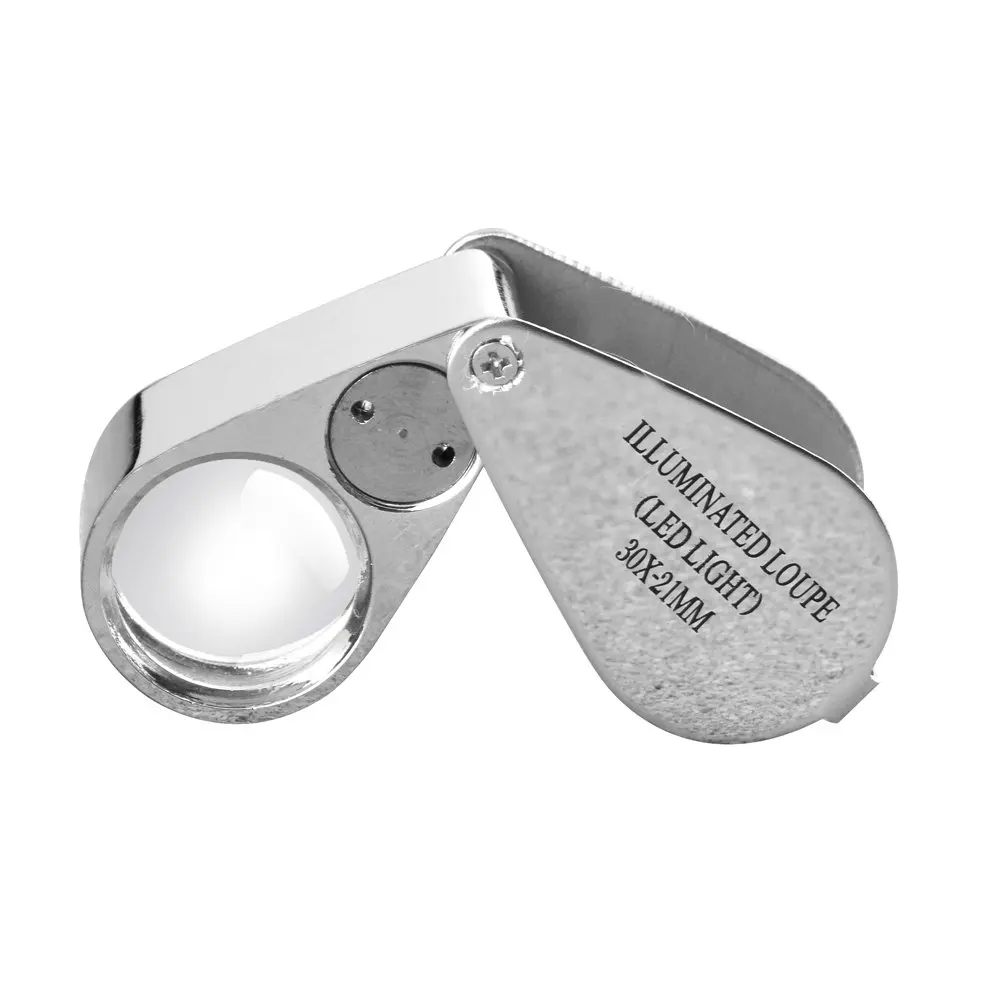 Silver Tone 30x21mm Folding Jewelry Loupe Magnifying Glass Magnifier