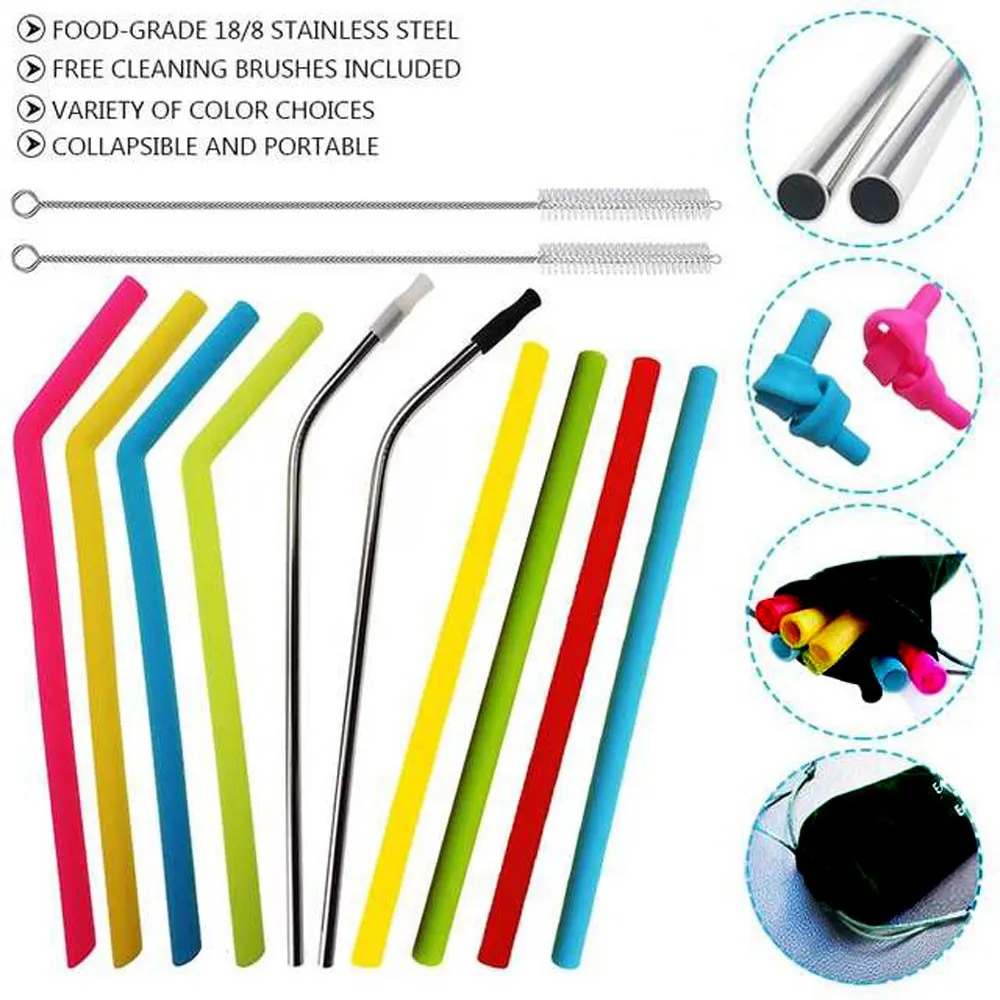 Svin Straight Mix Color Reusable Silicone Rubber Soft Drinking Straw