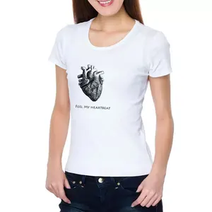 Women Beating Heart Printing O-Neck Short Sleeve T shirt With Pattern Women Beating Heart Printing O-Neck Short Sleeve T shirt With Pattern