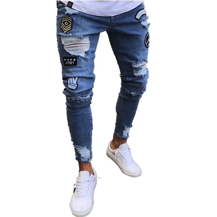 Wholesale Custom Classic High Waist Slim Wide Leg Patchwork pantalones jeans for men High Street