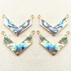 WT-P1019 9*35mm Wholesale Natural V Shape Abalone Shell Pendant,High Grade Abalone with 24k Real Gold Plated Edge Shell Pendant