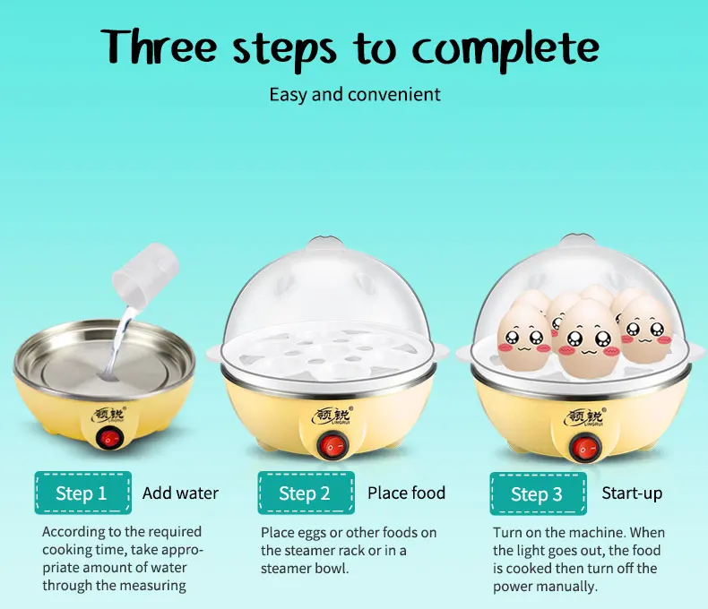 Home appliance ce approved 7 eggs plastic steamer egg cooker