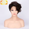 Free Shipping Affordable Price 8A Grade Cambodian Human Hair Natural Black Pixie Cut Short Full Lace Wig