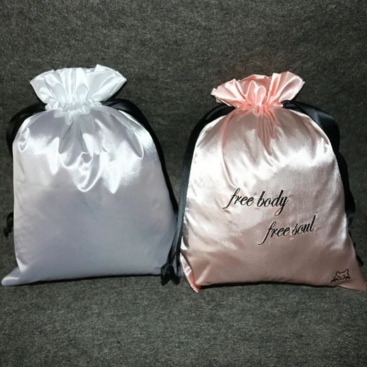 2 Layers Luxury Silk Satin Bag For Hair Extension Bundles Jewelry Gifrt
