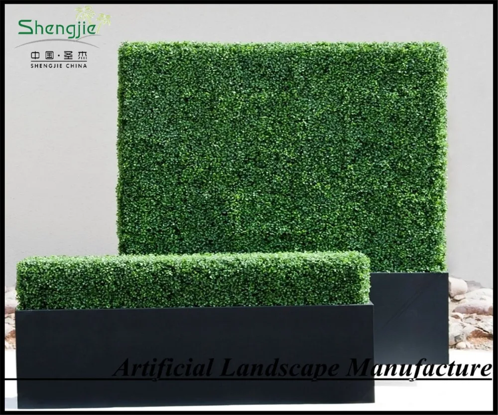 Gras muur, gras hekken, kunststof buxus haag met zwart planter ...