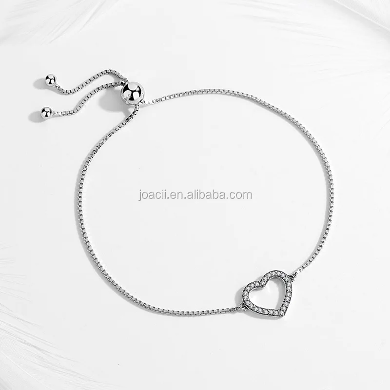 Joacii Hollow Heart Design Oxidized 925 Silver Jewelry Bracelets