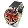 hot sale UK british flag retro big dial 6 colors leather strap women casual quartz watch