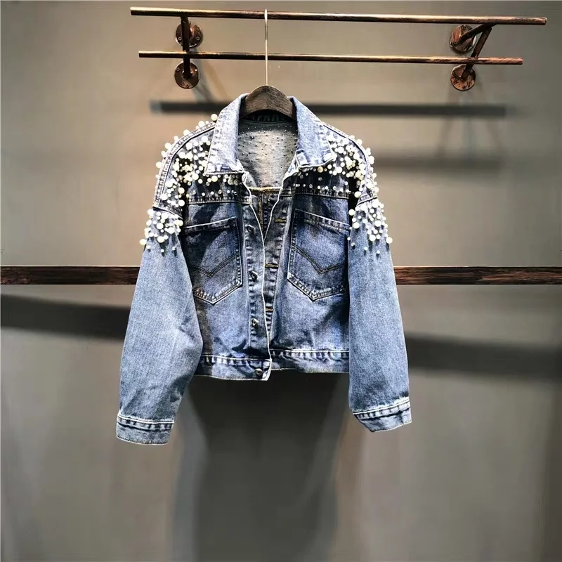 Cutstomed  high quality jackets women clothing light blue denim jackets for girls