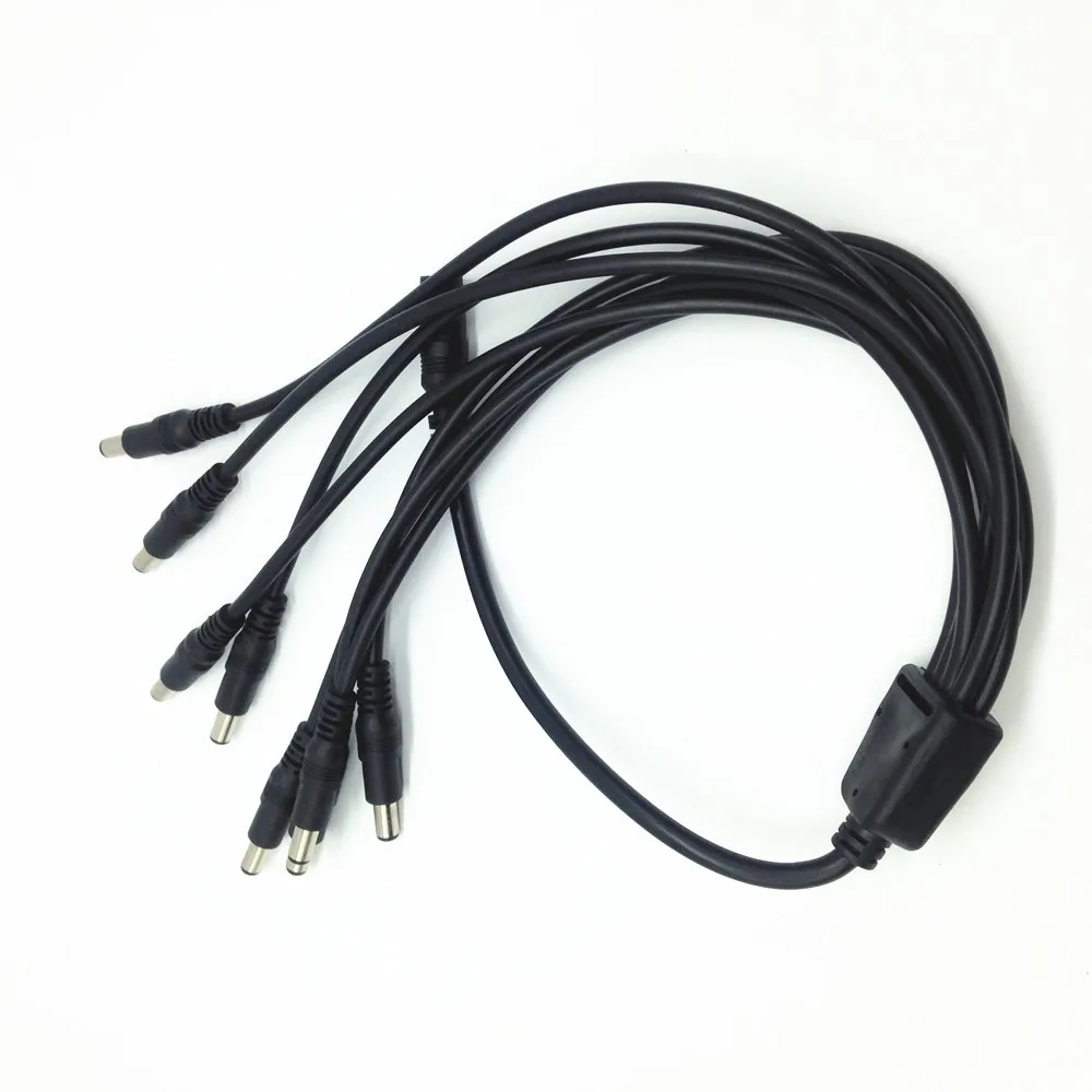 2.1mm DC Female 1 to 8 Male 2.1mm Power Splitter Jack Cable for CCTV Camera