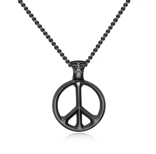 Epinki Pendant Necklace for Stainless Steel Pendant Necklaces for Women Agate CZ Round Peace Logo 