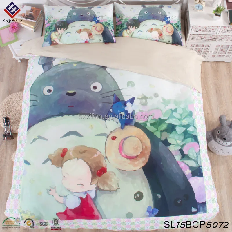 100 Cotton Bedding Sets Totoro Cartoon Painting Four Piece Sets