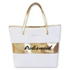 Wholesale Bridal Party Bridesmaid Gifts Monogrammed Personalized Gold Stripe Tote Bag