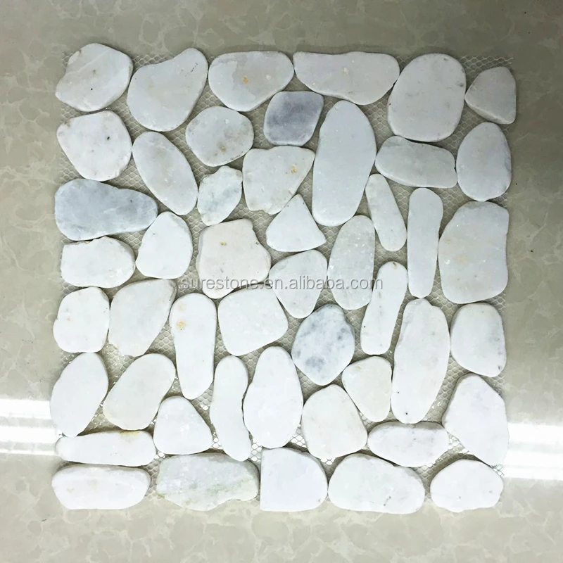 Nanjing Sliced White Natural River Rock Pebble Mosaic Stone Mesh Bathroom Floor Tiles Tile Product On Alibaba Nanjing Sliced White Natural River Rock