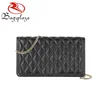 WA9067 Alibaba express computer embroidery black wallet with metal strap