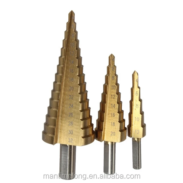 3pcs/lot Hss Steel Large Step Cone Drill Bits Roller Cone Drill Bit ...