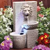 solar resin Lion statue water fountain decoration garden lights outdoor