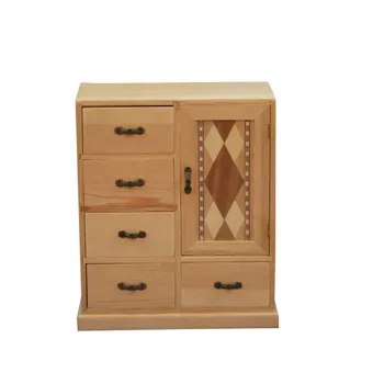 Small Natural Wood Office Storage Cabinet Jewelry Organizer With