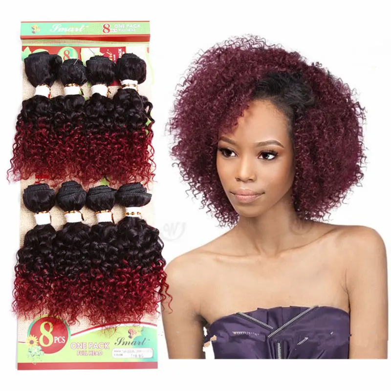 Cheap Ombre Brown Kinky Curly Human Hair Bundles 8pcs Pack