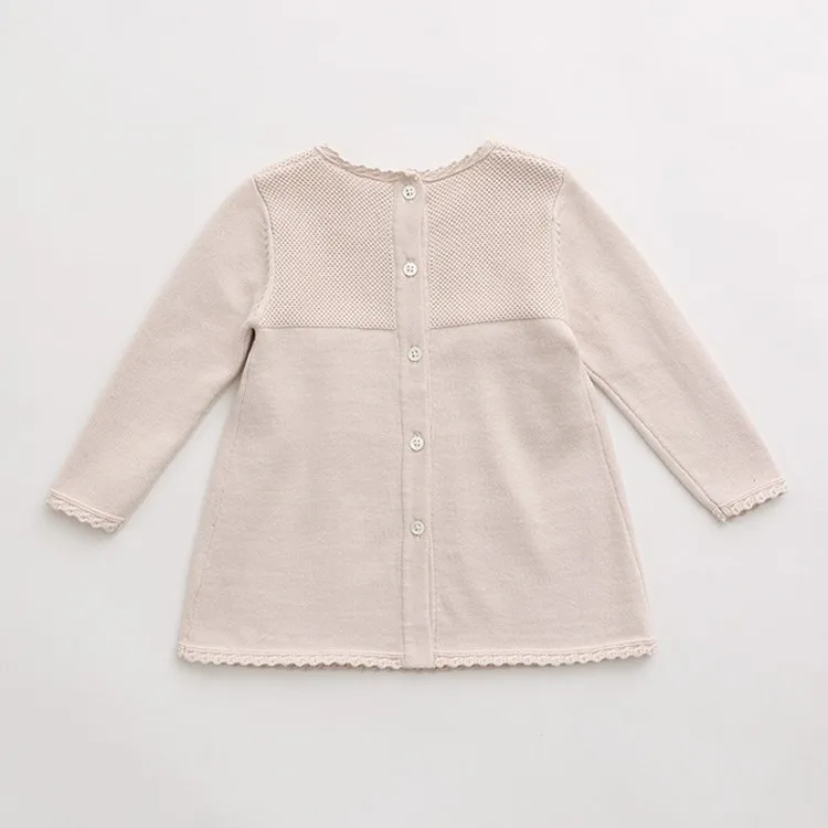 Manufacturer Custom Cute Long Sleeve Bow Baby Girls Knitted Autumn Sweater Dress Girls Dresses