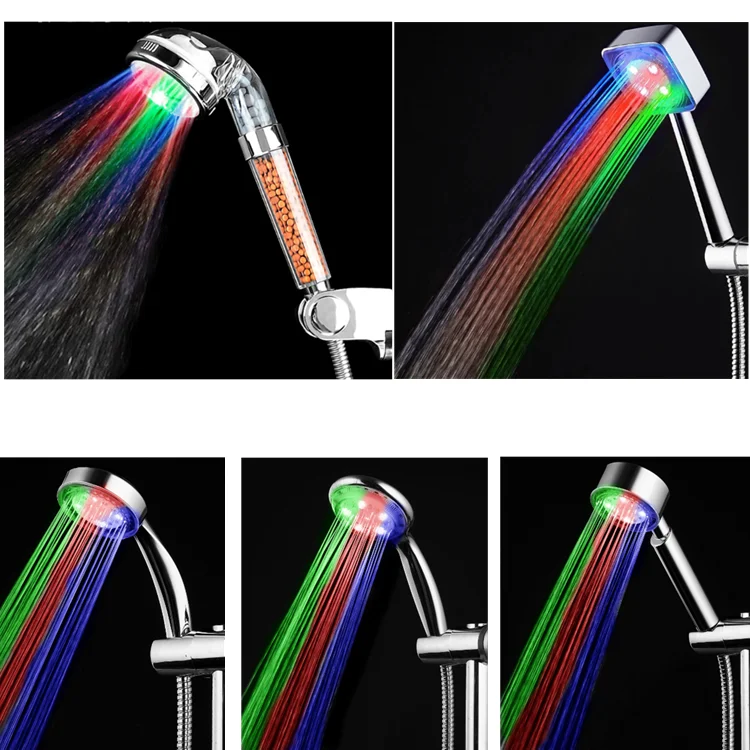 8 Inch Led Color Changing Overhead Sprayer Bathroom Shower Head Square Shape Popular Chrome