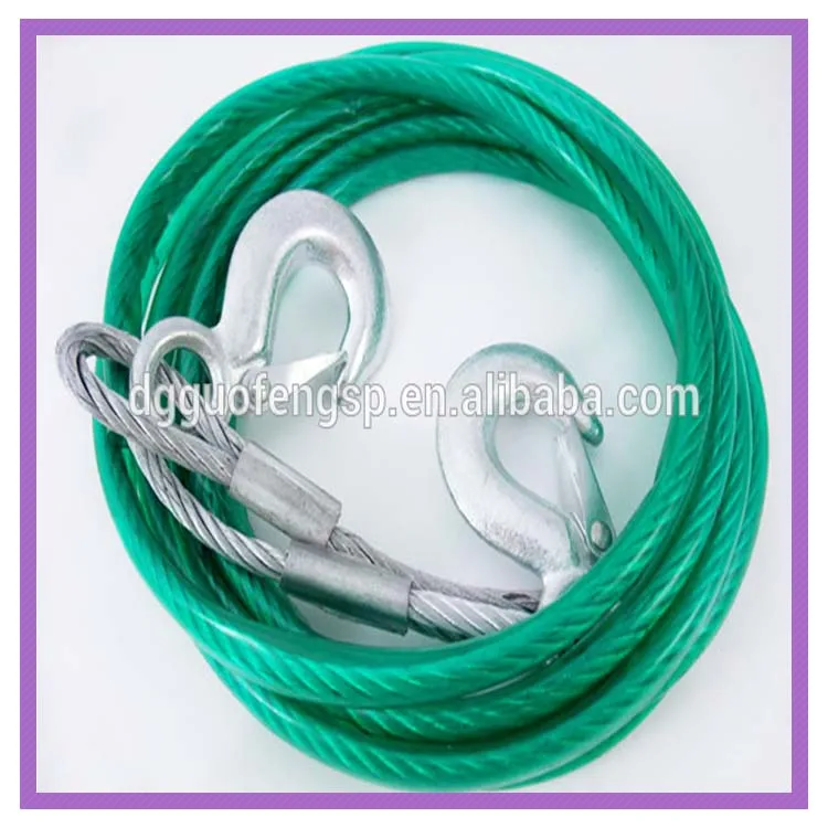 Car Emergency Heavyduty Steel Wire Rope Tow Cable / S Hooks Wire