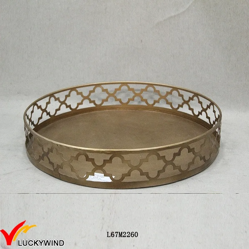 round gold tray