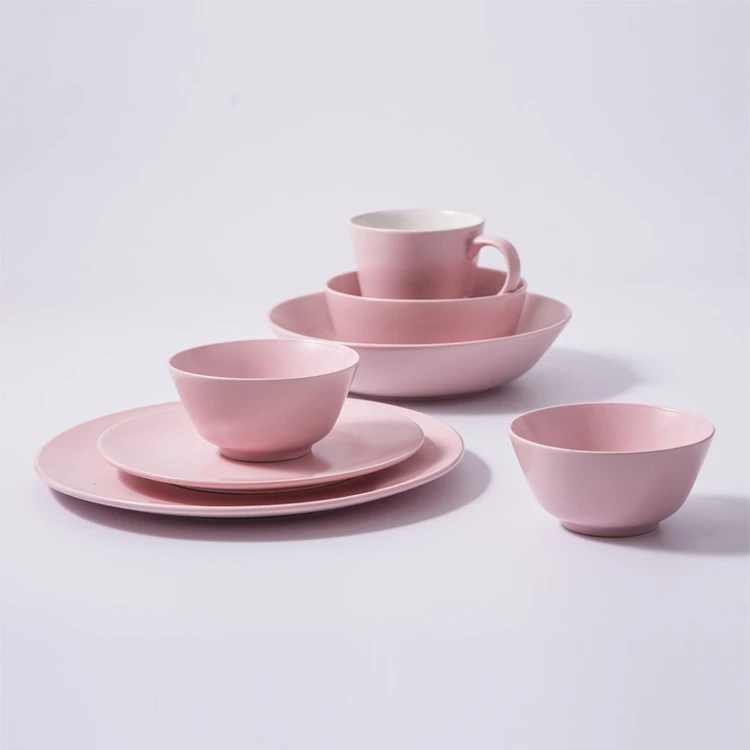 Home goods popular tableware customized matte blue pottery porcelain dinner set