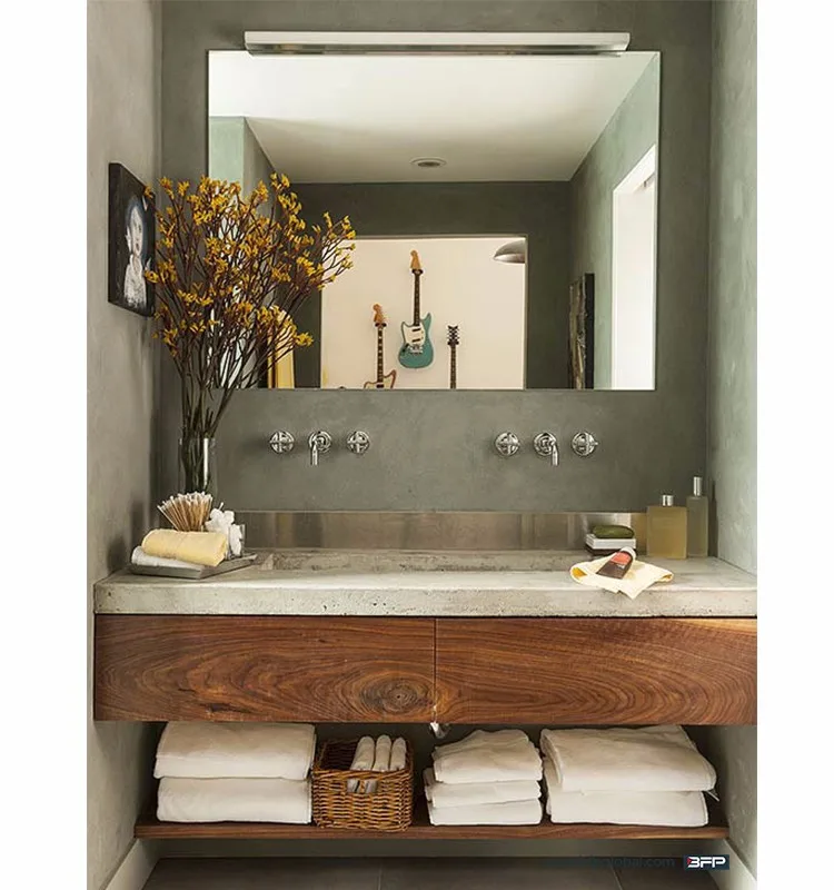 China Antique Oak Hanging Bathroom With Double Basin Corner