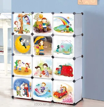 New Cartoon 12 Door Kids Wardrobe Design Folding Indian Wardrobe